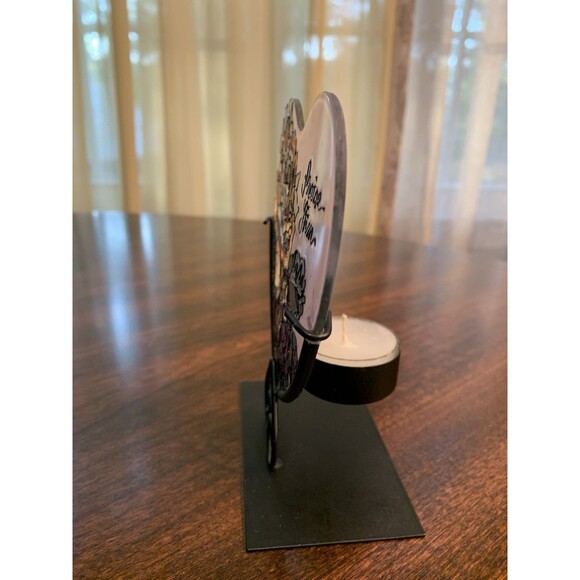 Joan Baker Stained Glass Heart Candle Holder Praise Him Religious Sun Catcher - Picture 4 of 12